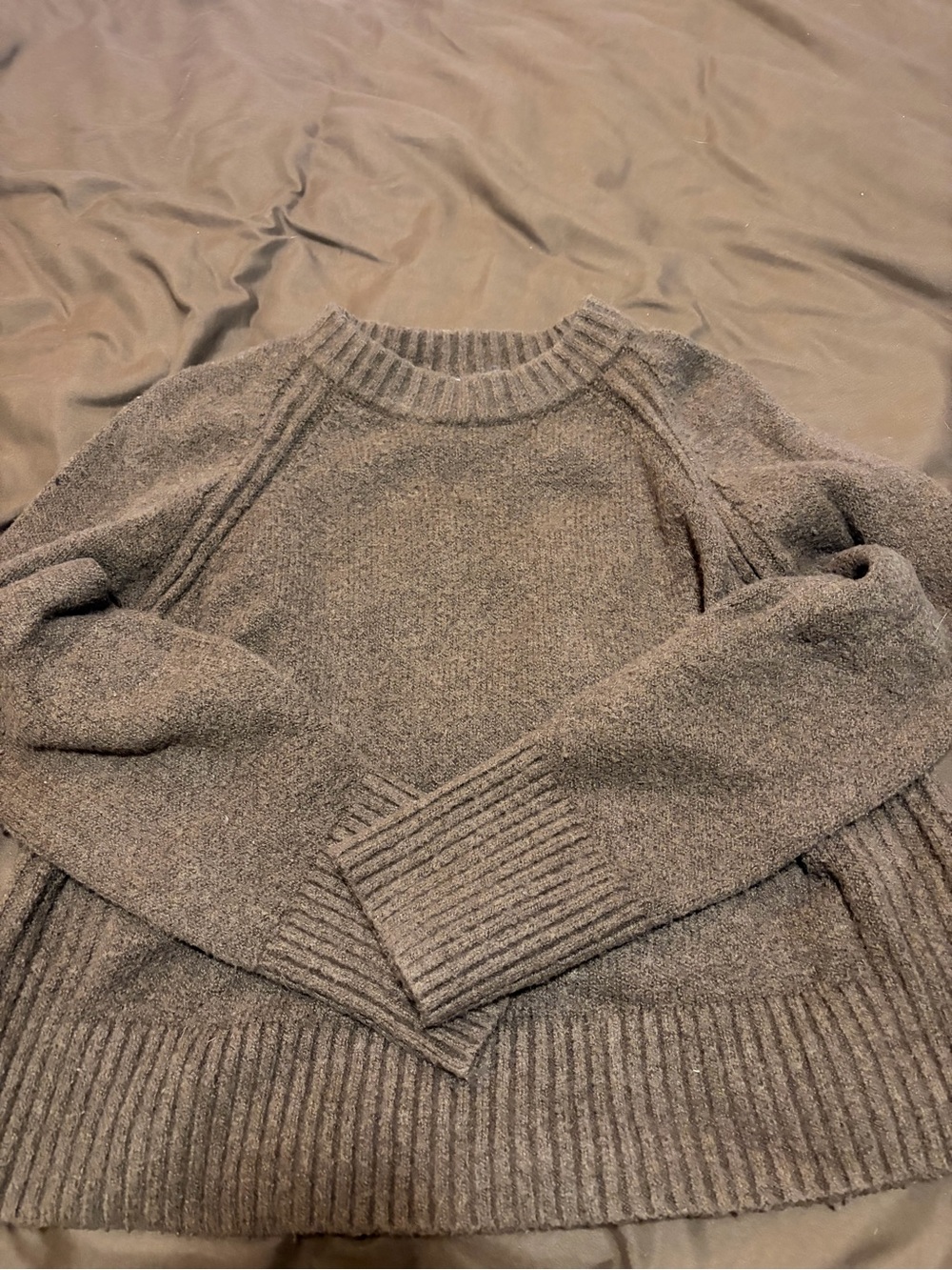 Women Crewneck Wool Blend Sweater - brown